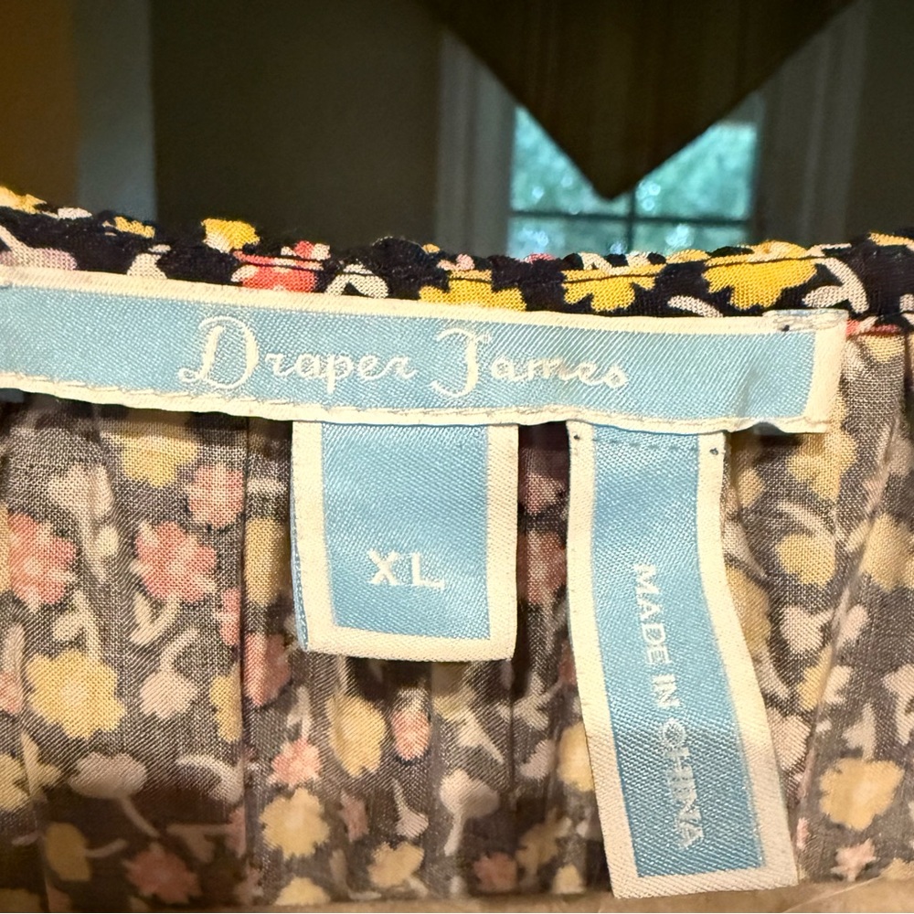 Draper James Floral Cinch Waist Midi Dress XL Ruffle Neck & Hem Cottagecore - Picture 3 of 11